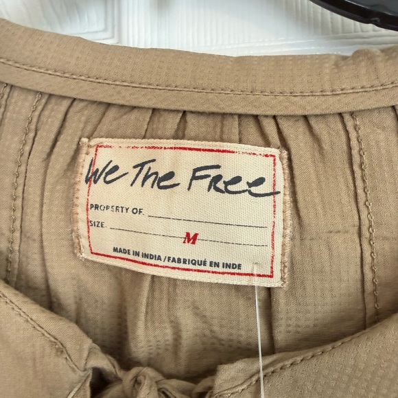 We The Free Tan Blouse with Ribbon Detail - Picture 3 of 5